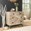 MACABANE ANDRO - Commode Beige Scandi 4 Tiroirs Pieds Noirs Sapin - Blanchie -MACABANE Elegant store 27206586 1