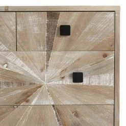 MACABANE ANDRO - Commode Beige Scandi 4 Tiroirs Pieds Noirs Sapin - Blanchie -MACABANE Elegant store 27206586 3