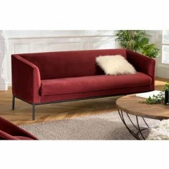 MACABANE NOE - Canapé NEW YORK 3 Places Tissu Couleur Bordeaux Pieds Métal Noir - Bordeaux -MACABANE Elegant store 27206596 4