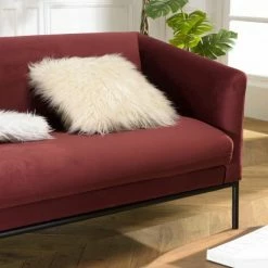 MACABANE NOE - Canapé NEW YORK 3 Places Tissu Couleur Bordeaux Pieds Métal Noir - Bordeaux -MACABANE Elegant store 27206596 5