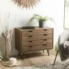 MACABANE ANDREW - Commode Scandi Bois Marron 4 Tiroirs Sapin - Cannelle Vieillie