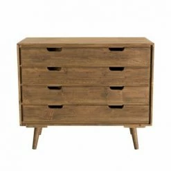 MACABANE ANDREW - Commode Scandi Bois Marron 4 Tiroirs Sapin - Cannelle Vieillie -MACABANE Elegant store 27206604 5
