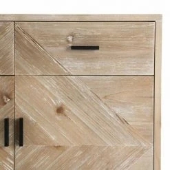 MACABANE ANDRO - Buffet Beige Scandi 2 Tiroirs 2 Portes Pieds Noirs Sapin - Blanchie -MACABANE Elegant store 27206606 3