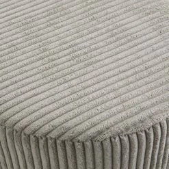 MACABANE ALBANE - Tabouret Rond 36x36cm Tissu Velours Côtelé Gris Perle Pieds Métal - Gris Perle -MACABANE Elegant store 27206607 5