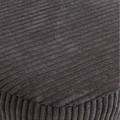 MACABANE ALBANE - Tabouret Rond 36x36cm Tissu Velours Côtelé Gris Anthracite Pieds Métal - Gris Anthracite -MACABANE Elegant store 27206609 4