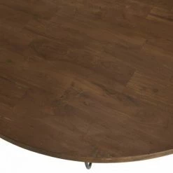 MACABANE ALIDA - Table Basse Coque Ronde 120x120cm Double Plateau Teck Recyclé Métal Noir - Brun -MACABANE Elegant store 27206613 3