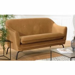 MACABANE NOE - Canapé ROME 2 Places Couleur Camel Pieds Métal Noir - Camel -MACABANE Elegant store 27588261 3