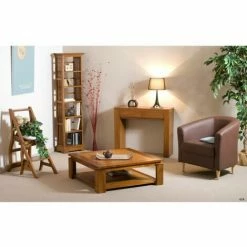 MACABANE AYAN - Table Basse Carrée Marron Sous Plateau 90x90cm Bois Teck - Miel -MACABANE Elegant store 29529947 4