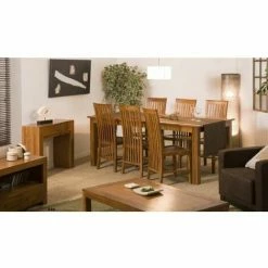 MACABANE AYAN - Console Moderne Marron 2 Tiroirs Bois Teck - Miel -MACABANE Elegant store 29529953 4