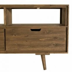 MACABANE ANDREW - Meuble TV Scandi Bois Marron 3 Tiroirs 3 Niches Sapin - Cannelle Vieillie -MACABANE Elegant store 30439057 3