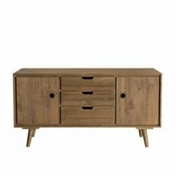 MACABANE ANDREW - Buffet Scandi Marron Bois 2 Portes 3 Tiroirs Sapin - Cannelle Vieillie -MACABANE Elegant store 30439716 5