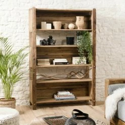 MACABANE ANDRIAN - Étagère Marron 5 Niveaux Bois Pin Recyclé - Naturelle -MACABANE Elegant store 30439718 4