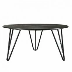 MACABANE JONAS - Table Basse Ronde 75x75cm Aluminium Noir Pieds épingles Métal Noir - Noir -MACABANE Elegant store 30467229 4
