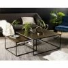 MACABANE JONAS - Set De 2 Tables Gigognes Carrées Aluminium Doré - Pieds Métal Noir - Doré -MACABANE Elegant store 30468186 1