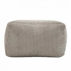 MACABANE ALBANE - Pouf Carré 57x57cm Tissu Velours Côtelé Gris Perle - Gris Perle -MACABANE Elegant store 32569797 5