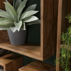 MACABANE ALIDA - Étagère Murale Marron Carrée 35x35cm 1 Niche Bois Teck Recyclé - Marron -MACABANE Elegant store 34272817 5