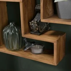 MACABANE ALIDA - Étagère Murale Marron Forme 'L' 1 Niche Bois Teck Recyclé - Marron -MACABANE Elegant store 34272822 5