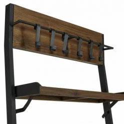 MACABANE ALIDA - Étagère Murale Plateaux Marron 4 Niveaux Teck Recyclé Structure Métal Noir - Noir / Marron -MACABANE Elegant store 34272917 5