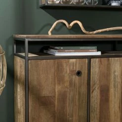 MACABANE ALIDA - Buffet Marron 4 Portes 1 étagère Mahogany Recyclé Et Métal Noir - Marron -MACABANE Elegant store 34272923 5