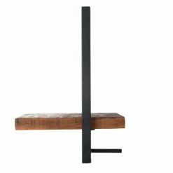 MACABANE ALIDA - Étagère Murale 'XS' 1 Plateau Teck Recyclé Structure Métal Noir - Marron / Noir -MACABANE Elegant store 34272929 3