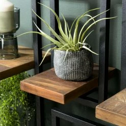 MACABANE ALIDA - Étagère Murale 'XS' 1 Plateau Teck Recyclé Structure Métal Noir - Marron / Noir -MACABANE Elegant store 34272929 5