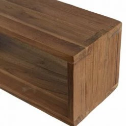 MACABANE ALIDA - Étagère Murale Marron Rectangulaire 2 Niches Bois Teck Recyclé - Marron -MACABANE Elegant store 34272940 4