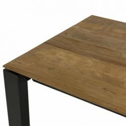 MACABANE MADISON - Table à Manger Rectangulaire Extensible 220/320cm Bois Teck Recyclé Pieds Métal Noir - Marron / Noir -MACABANE Elegant store 34272958 5