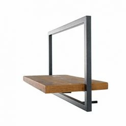 MACABANE ALIDA - Étagère Murale 'M' 1 Plateau Teck Recyclé Marron Structure Métal Noir - Noir / Marron -MACABANE Elegant store 34272963 3