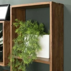 MACABANE ALIDA - Étagère Murale Rectangulaire Marron 2 Niches Bois Teck Recyclé - Marron -MACABANE Elegant store 34275520 4