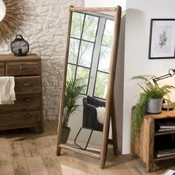 MACABANE ANDRIAN - Miroir Sur Pieds Marron Bois Pin Recyclé - Naturelle -MACABANE Elegant store 35105598 5