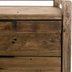 MACABANE ANDRIAN - Commode Marron 2 Tiroirs Bois Pin Recyclé Poignées Métal Noir - Naturelle -MACABANE Elegant store 35223161 5