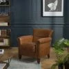 MACABANE GASTON - Fauteuil Marron VERONE Vintage Cuir Pieds Bois Avec Roulettes - Marron -MACABANE Elegant store 41641355 1