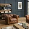 MACABANE GASTON - Fauteuil Marron CHESTERFIELD Capitonné Vintage 1 Place Cuir Pieds Bois - Marron -MACABANE Elegant store 41641357 1