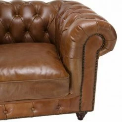 MACABANE GASTON - Fauteuil Marron CHESTERFIELD Capitonné Vintage 1 Place Cuir Pieds Bois - Marron 9 MACABANE GASTON - Fauteuil Marron CHESTERFIELD Capitonné Vintage 1 Place Cuir Pieds Bois - Marron -MACABANE Elegant store 41641357 3