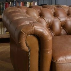 MACABANE GASTON - Fauteuil Marron CHESTERFIELD Capitonné Vintage 1 Place Cuir Pieds Bois - Marron 11 MACABANE GASTON - Fauteuil Marron CHESTERFIELD Capitonné Vintage 1 Place Cuir Pieds Bois - Marron -MACABANE Elegant store 41641357 5