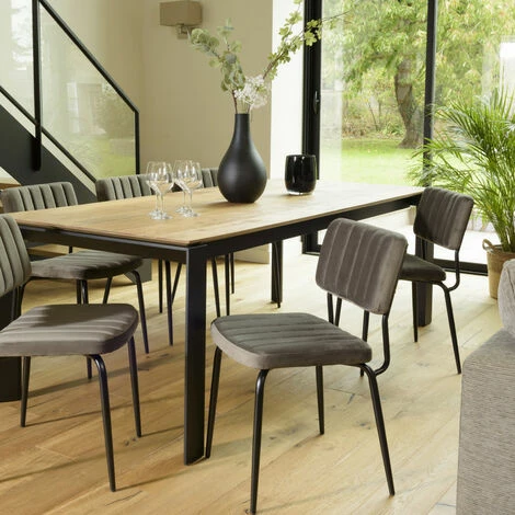 MACABANE ALBANE - Chaise Velours Gris Foncé Pieds Métal Noir - Gris Foncé 3 MACABANE ALBANE - Chaise Velours Gris Foncé Pieds Métal Noir - Gris Foncé