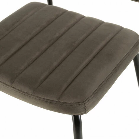 MACABANE ALBANE - Chaise Velours Gris Foncé Pieds Métal Noir - Gris Foncé 5 MACABANE ALBANE - Chaise Velours Gris Foncé Pieds Métal Noir - Gris Foncé – Image 3