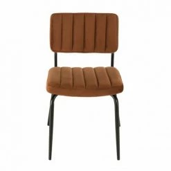 MACABANE ALBANE - Chaise Velours Orange Pieds Métal Noir - Orange -MACABANE Elegant store 41642040 5