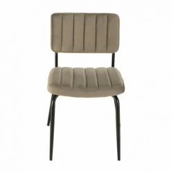 MACABANE ALBANE - Chaise Velours Taupe Pieds Métal Noir - Taupe -MACABANE Elegant store 41642049 5