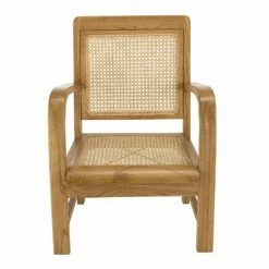 MACABANE ERIS - Fauteuil Marron Clair Mindi Et Cannage - Marron (miel Clair) -MACABANE Elegant store 41642052 5