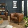MACABANE GASTON - Fauteuil Marron MILANO Vintage Cuir 1 Place Pieds Bois - Marron -MACABANE Elegant store 43032775 1