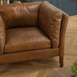 MACABANE GASTON - Fauteuil Marron MILANO Vintage Cuir 1 Place Pieds Bois - Marron -MACABANE Elegant store 43032775 5