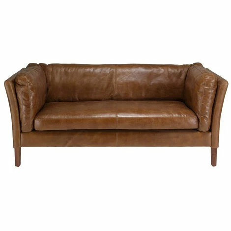 MACABANE GASTON - Canapé Marron MILANO Vintage Cuir 3 Places Pieds Bois - Marron 4 MACABANE GASTON - Canapé Marron MILANO Vintage Cuir 3 Places Pieds Bois - Marron – Image 2