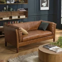 MACABANE GASTON - Canapé Marron MILANO Vintage Cuir 3 Places Pieds Bois - Marron 10 MACABANE GASTON - Canapé Marron MILANO Vintage Cuir 3 Places Pieds Bois - Marron -MACABANE Elegant store 43054854 4