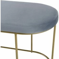 MACABANE ALBANE - Banc Velours Bleu Pieds Arrondis Métal Doré - Bleu Clair / Doré -MACABANE Elegant store 44174902 3