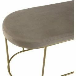 MACABANE ALBANE - Banc Velours Gris Taupe Pieds Arrondis Métal Doré - Taupe / Doré -MACABANE Elegant store 44178076 3