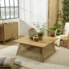 MACABANE ISA - Table Basse Marron Carrée Bois De Manguier Et Cannage Couleur Naturelle - Marron -MACABANE Elegant store 44456188 1