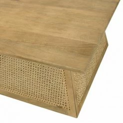 MACABANE ISA - Table Basse Marron Carrée Bois De Manguier Et Cannage Couleur Naturelle - Marron -MACABANE Elegant store 44456188 3