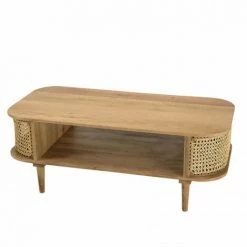 MACABANE ISA - Meuble TV Marron Bois De Jamelonier Et Cannage Couleur Naturelle - Marron -MACABANE Elegant store 44456189 2