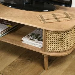 MACABANE ISA - Meuble TV Marron Bois De Jamelonier Et Cannage Couleur Naturelle - Marron -MACABANE Elegant store 44456189 5